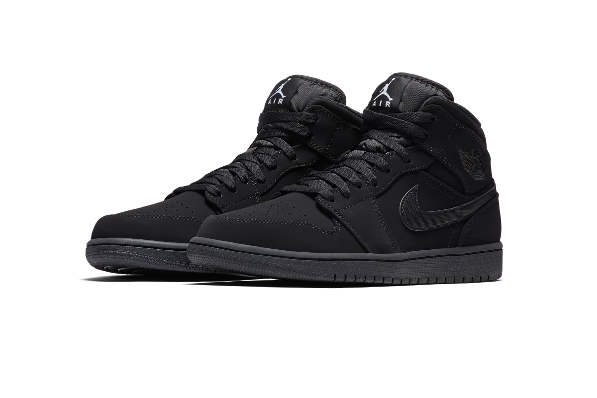 NIKE AIR JORDAN 1 RETRO MID NUBUCK TRIPLE BLACK