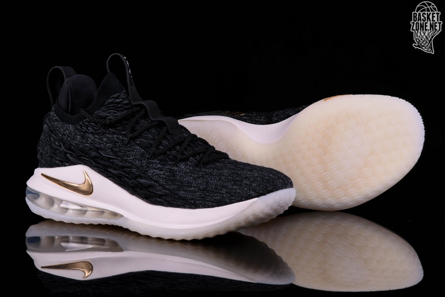 lebron 15 low gold and black