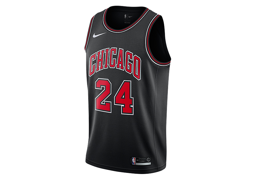 NIKE NBA CHICAGO BULLS LAURI MARKKANEN SWINGMAN JERSEY BLACK