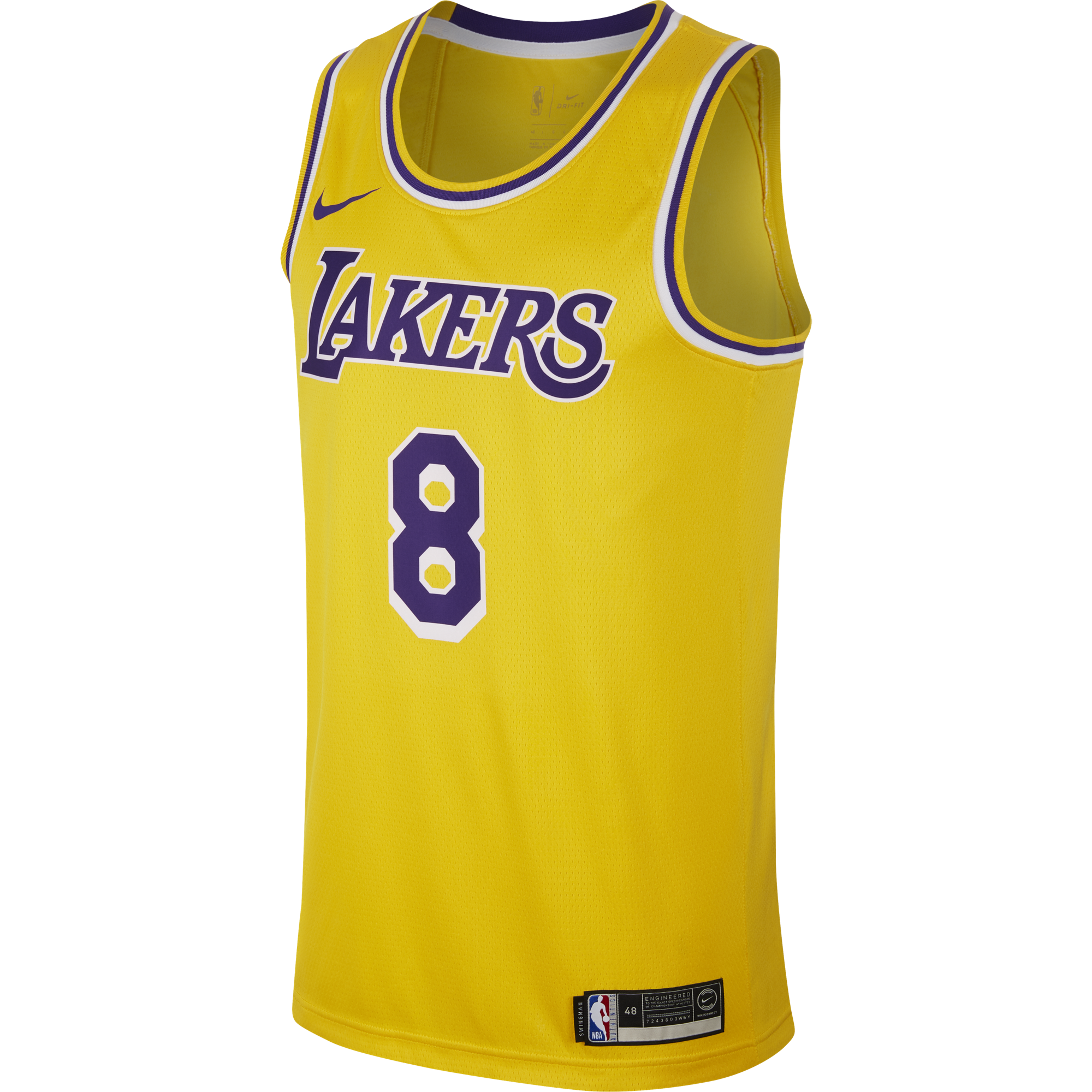 NIKE NBA LOS ANGELES LAKERS KOBE BRYANT SWINGMAN ROAD JERSEY AMARILLO