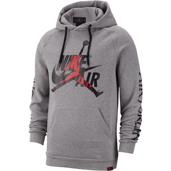 NIKE AIR JORDAN JUMPMAN CLASSICS FLEECE PULLOVER HOODIE CARBON HEATHER