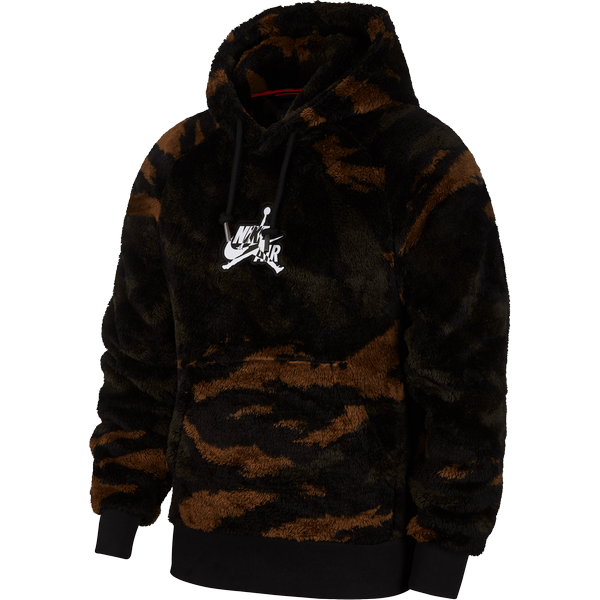 NIKE AIR JORDAN WINGS SHERPA PULLOVER HOODIE YUKON BROWN