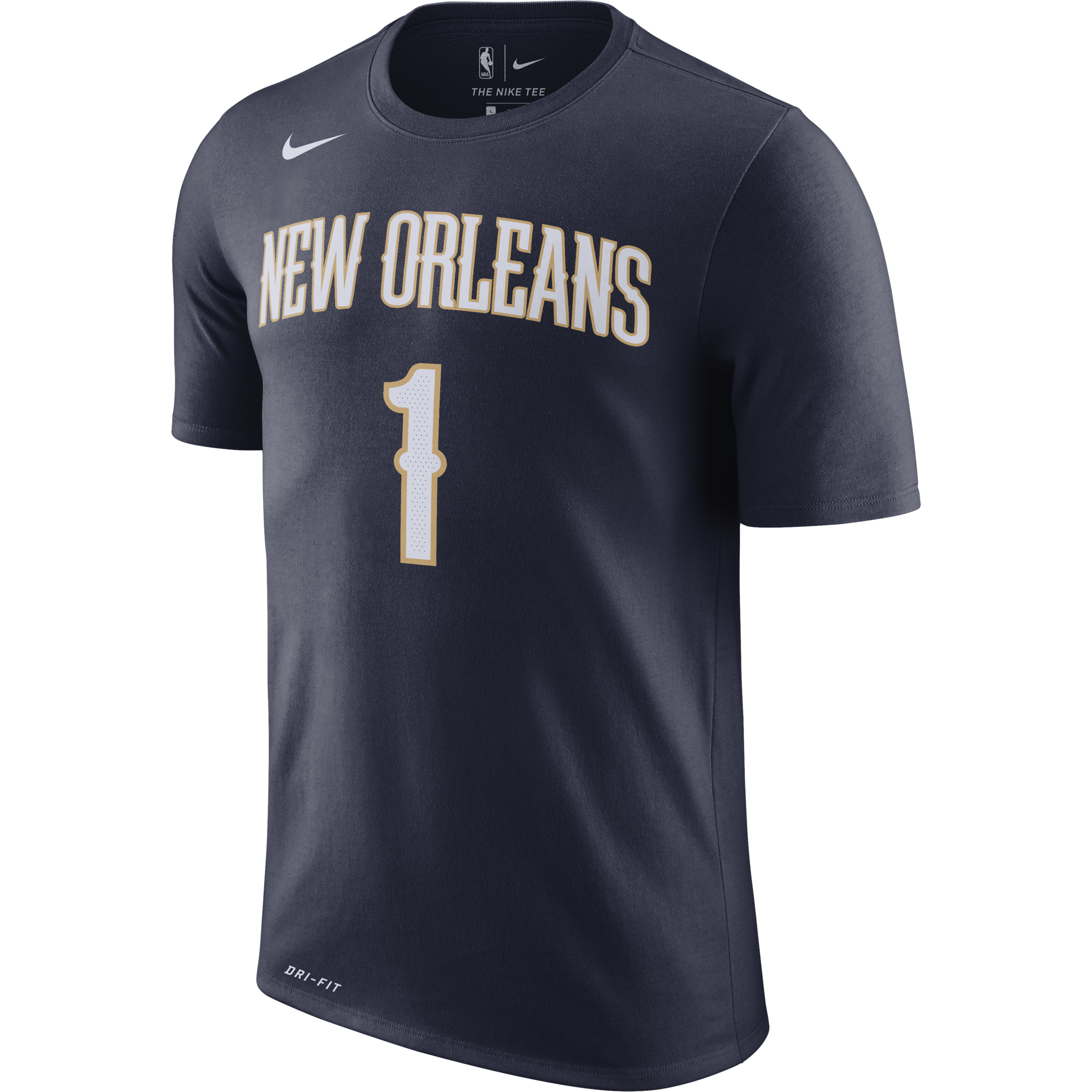 NIKE NBA NEW ORLEANS PELICANS ZION WILLIAMSON DRI-FIT TEE COLLEGE NAVY