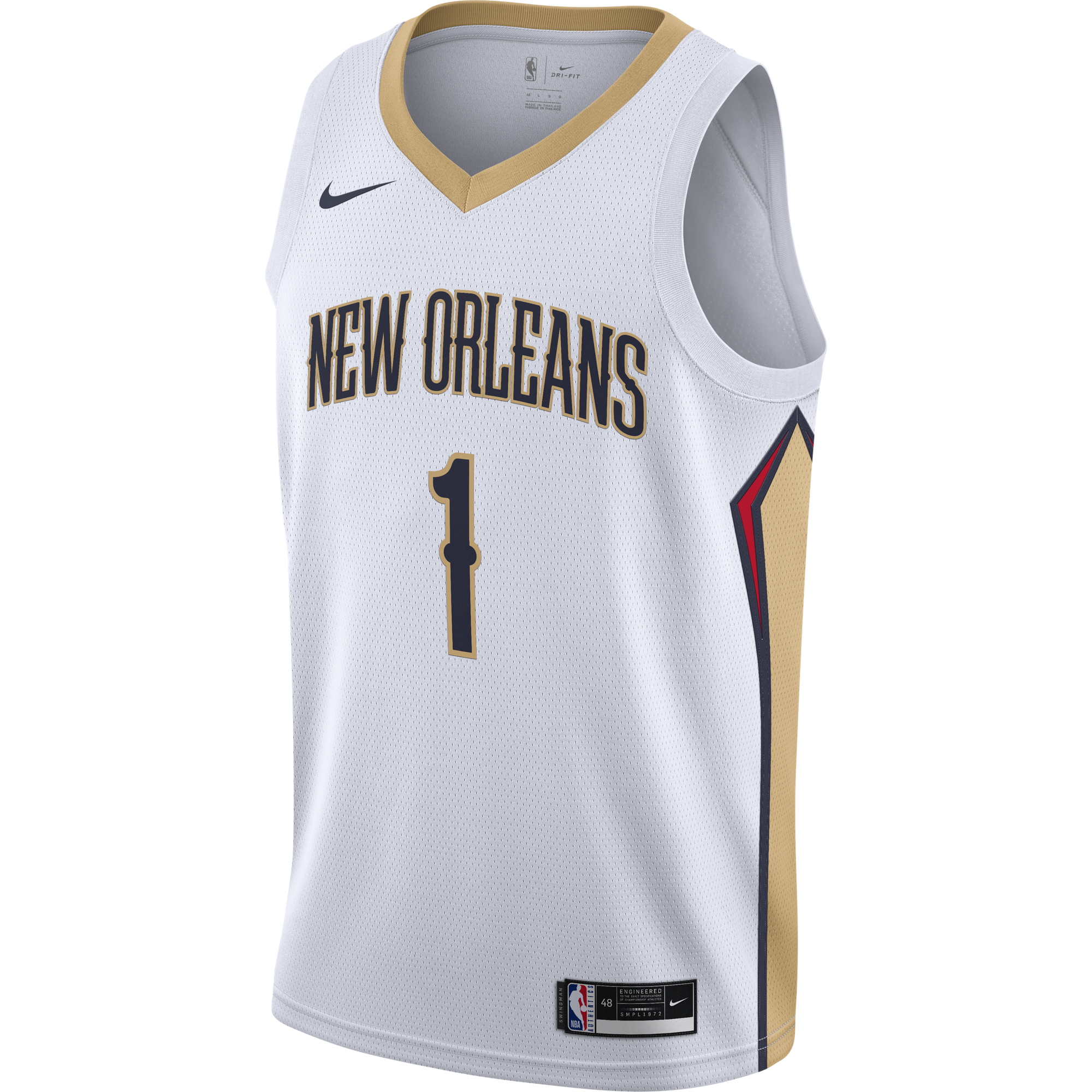 NIKE NBA NEW ORLEANS PELICANS ZION WILLIAMSON ASSOCIATION EDITION SINGMAN JERSEY WHITE