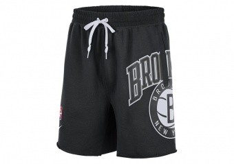 NIKE NBA BROOKLYN NETS COURTSIDE 75 FLEECE SHORTS BLACK