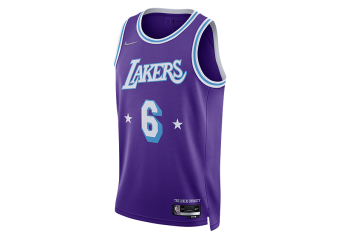 NIKE NBA LOS ANGELES LAKERS LEBRON JAMES CITY EDITION 2021 SWINGMAN JERSEY FIELD PURPLE
