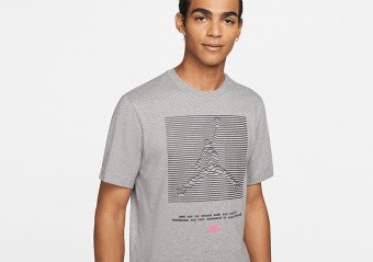 NIKE AIR JORDAN JUMPMAN GRAPFIC CREW TEE CARBON HEATHER