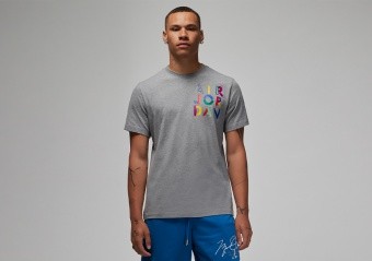 NIKE AIR JORDAN BRAND GRAPHIC CREW TEE CARBON HEATHER